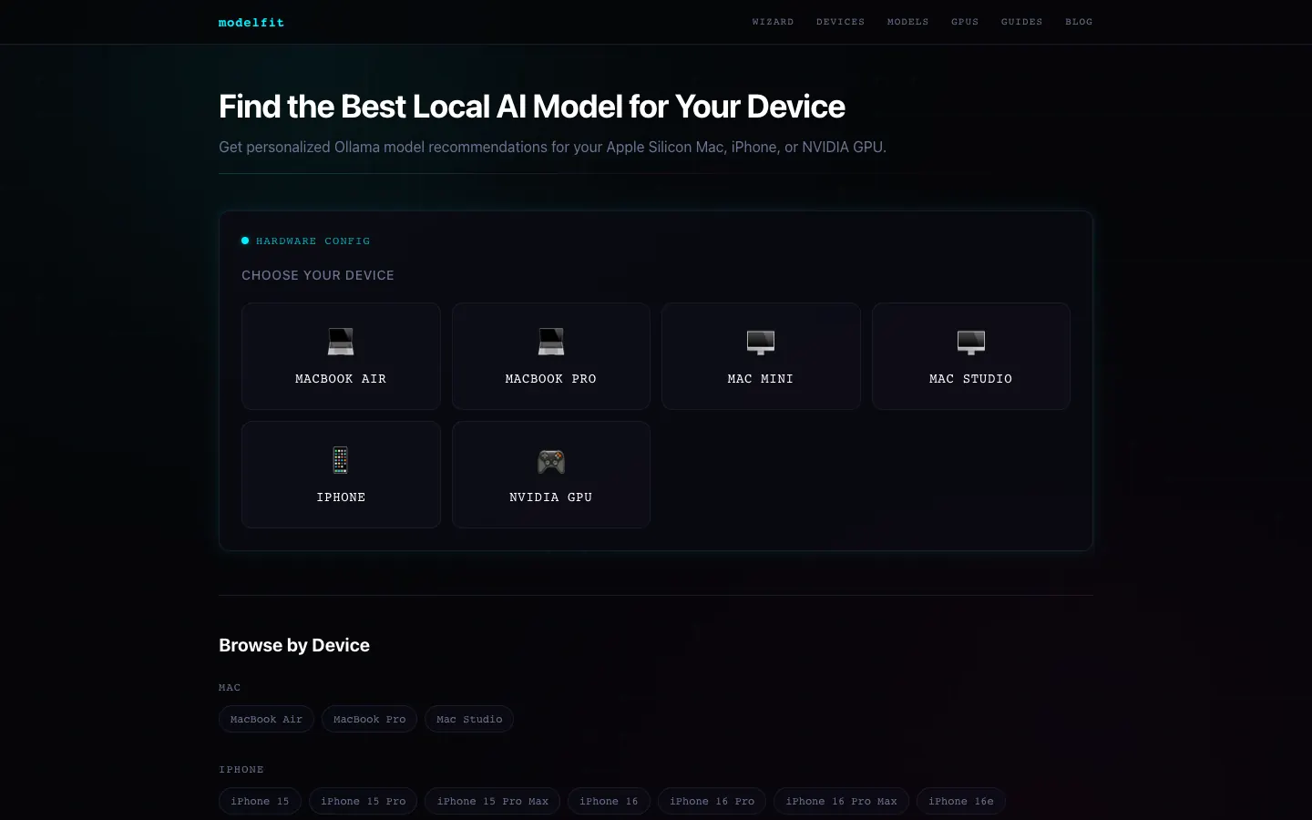 ModelFit wizard page as it looked on May 31, 2026